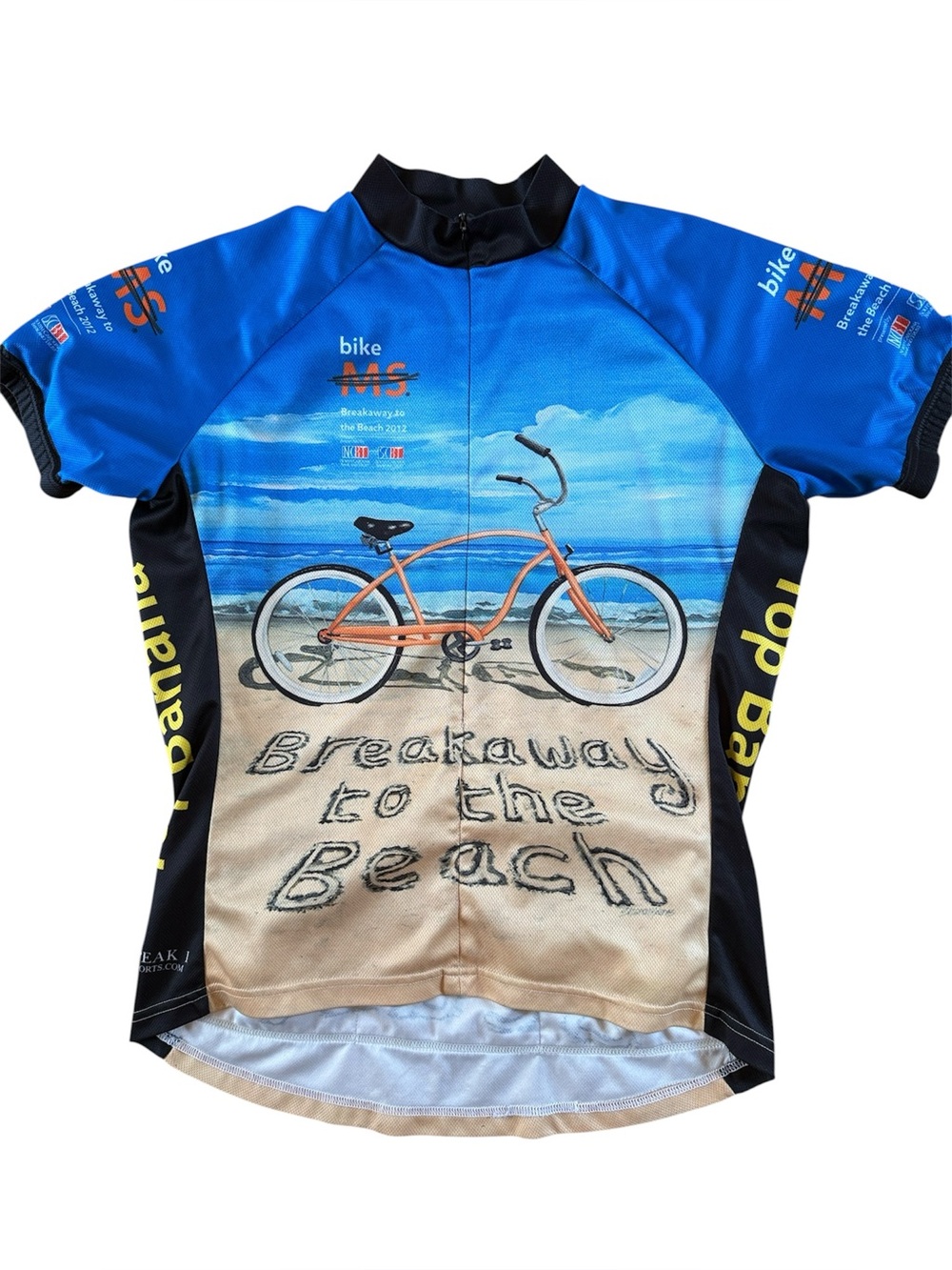 BIKE MS: BREAKAWAY TO THE BEACH WOMENS CYCLING BIKING JERSEY USED VINTAGE LARGE